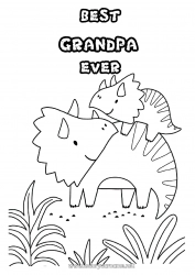 Child coloring page Dad Mum Grandma Grandpa Happy feast day ! Dinosaurs Triceratops