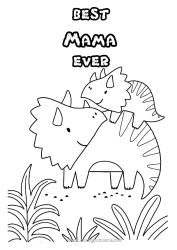 Kolorowanka dla dziecka Tata Mama Babcia Dziadek Wszystkiego najlepszego! Dinozaury Triceratops