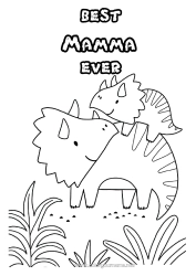 Färgläggningssida för barn Pappa Mamma Mormor Farfar Grattis på födelsedagen Dinosaurier Triceratops