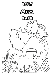 Free colouring Dad Mum Grandma Grandad Happy birthday Dinosaurs Triceratops