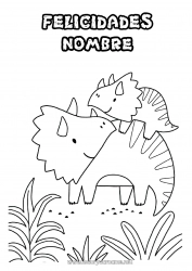 Dibujo libre Papá Mamá Abuela Abuelo Feliz día de fiesta Dinosaurios Triceratops