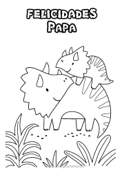 Colorear gratis Papá Mamá Abuela Abuelo Feliz día de fiesta Dinosaurios Triceratops