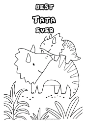 Kolorowanka dla dziecka Tata Mama Babcia Dziadek Wszystkiego najlepszego! Dinozaury Triceratops