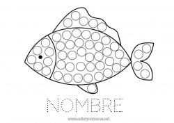 Colorear gratis Actividades para niños Animales Pescado Marcadores de puntos Animales marinos o acuáticos