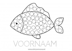 Gratis kleurplaat Activiteiten voor Kinderen Dier Vis Puntmarkers Zeedieren