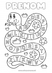 Coloriage à personnaliser Activités enfants Animal Serpent Alphabet Reptiles