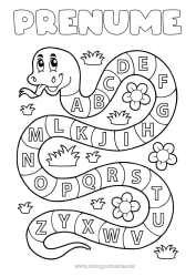 Pagină de colorat personalizată Activități pentru copii Animal Șarpe Alfabet Reptile