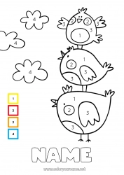 Free drawing Number Bird Hen Children's activities Animal Flying birds and mammals Farm animals