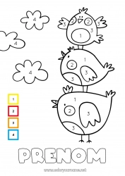 Coloriage gratuit Chiffre Oiseau Poule Activités enfants Animal Oiseaux et mammifères volants Animaux de la ferme