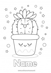 Free coloring Cute Kawaii Cactus