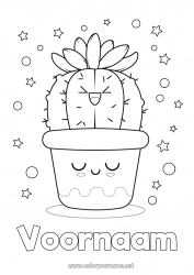 Gratis kleurplaat Schattig Kawaii Cactus