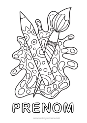 Dessin gratuit Art Pinceau Crayon de couleur Fournitures scolaires Couverture de cahier