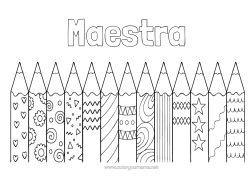 Colorazione gratuita Arte Matita colorata Insegnante Scuola Matita Mestieri dell'educazione Rientro a scuola Forniture scolastiche
