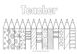 Free colouring Art Coloured pencil Mistress/Master School Pencil Education professions Back to school Stationery supplies
