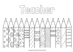 Child coloring page Art Coloured pencil Teacher School Pencil Education Professions Back to School School supplies