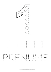 Pagină de colorat gratuită Număr Activități pentru copii Marker cu puncte Unu