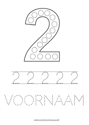 Gratis tekening Getal Activiteiten voor Kinderen Puntmarkers Twee