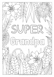 Child coloring page Flowers Dad Mum Grandma Grandpa