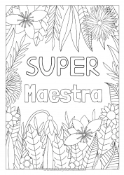 Niño página para colorear Flores Papá Mamá Abuela Abuelo