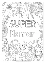 Coloriage enfant Fleurs Papa Maman Mamie Papi