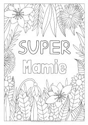 Coloriage enfant Fleurs Papa Maman Mamie Papi