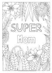 Child coloring page Flowers Dad Mum Grandma Grandpa