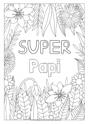 Coloriage enfant Fleurs Papa Maman Mamie Papi