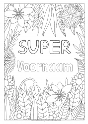 Kleurplaat voor kinderen Bloemen Papa Mama Oma Opa