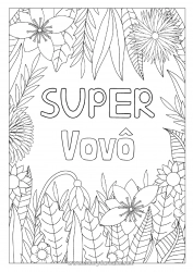 Página de desenho infantil Flores Papai Mamãe Vovó Vovô