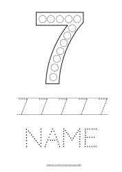 Free coloring Number Children's activities Dot markers Seven