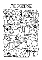 Gratis farvelægning Monster Kawaii Slange Reptiler