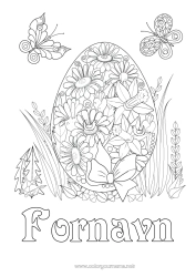 Gratis fargelegging Blomster Mandala Sommerfugl Påskeegg Påskeliljer Stort påskeegg Komplekse fargelegginger Insekter