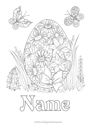 Free colouring Flowers Mandala Butterfly Easter eggs Daffodils Large Easter egg Complex colouring pages Insects