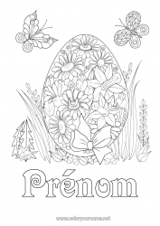 Coloriage gratuit Fleurs Mandala Papillon Oeufs de Pâques Jonquilles Gros oeuf de Pâques Coloriages complexes Insectes