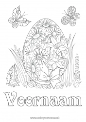 Gratis tekening Bloemen Mandala Vlinder Paaseieren Narcissen Grote paasei Complex Kleurplaten Insecten