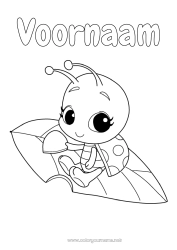 Gratis tekening Dier Bladeren Lieveheersbeestje Insecten Cartoon