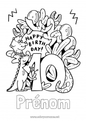 Coloriage gratuit Anniversaire Dinosaures Coloriages intermédiaires Gros chiffre âge