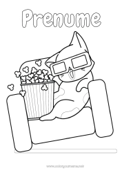 Desen liber de colorat Pisică Mâncare Animal Cinema Popcorn Dulciuri, bunătăți Câini și pisici