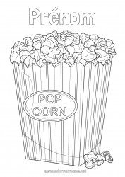 Coloriage gratuit Nourriture Pop Corn Gourmandises, sucreries