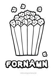 Gratis färgläggning Mat Biograf Popcorn Gottigheter, sötsaker Lätta målarbilder