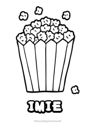 Kolorowanka za darmo Jedzenie Kino Popcorn Słodkości, łakocie Łatwe kolorowanki