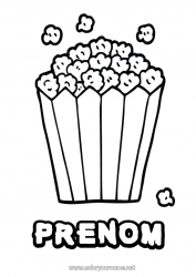 Coloriage gratuit Nourriture Cinéma Pop Corn Gourmandises, sucreries Coloriages faciles