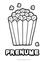 Pagină de colorat personalizată Mâncare Cinema Popcorn Dulciuri, bunătăți Desene de colorat ușoare