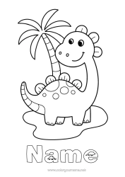 Colouring to customise Dinosaurs Animal Easy Colouring Pages Island