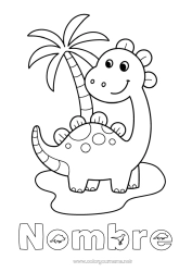 Colorear para personalizar Dinosaurios Animales Dibujos fáciles para colorear Isla