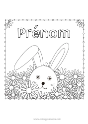 Coloriage gratuit Fleurs Lapin Animal Marguerite Animaux de la forêt