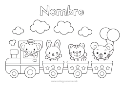 Dibujo libre Llevar Kawaii Elefante Ratón Conejo Vehículos Animales Tren Animales de granja Animales salvajes de África Animales del bosque Transporte público terrestre