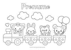 Pagină de colorat personalizată Urs Drăguț Elefant Șoarece Iepure Vehicule Animal Tren Animale de fermă Animale sălbatice din Africa Animale din pădure Transport public terestru