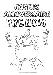 Coloriage à personnaliser Anniversaire Dinosaures Hippo Dragon Animal Coloriages faciles Joyeux anniversaire (français) Message Dragons, licornes et animaux fantastiques Animaux sauvages d'Afrique