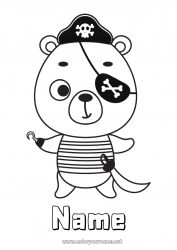 Free coloring Fancy dress Bear Pirate Teddy Bear Forest animals